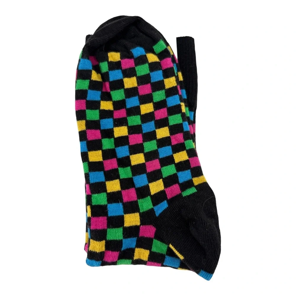 Slack Dev Salesforce Combed Cotton Multi Color Checkered Crew Socks Unisex